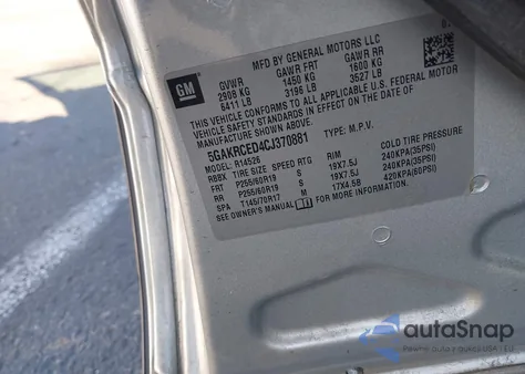 2012 Buick Enclave Leather z USA, uszkodzony, nr VIN 5GAKRCED4CJ370881